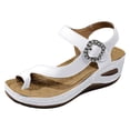 thumbnail image 5 of Rokment Sparkly Rhinestones Orthopedic Flip Flops Walking Sandals for Women Comfortable Leather Arch Support Platform Wedge Dressy Summer Shoes White Size 6.5, 5 of 5