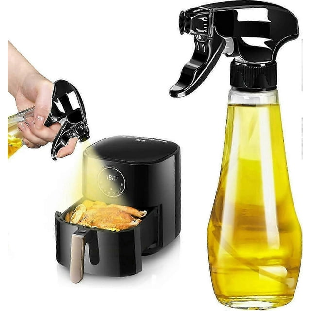 New Oil Sprayer Black Oil Spray Bottle, 200 ml Upgraded Oil Sprayer for Cooking Oil, Glass Oil Spray for Hot Air Fryer