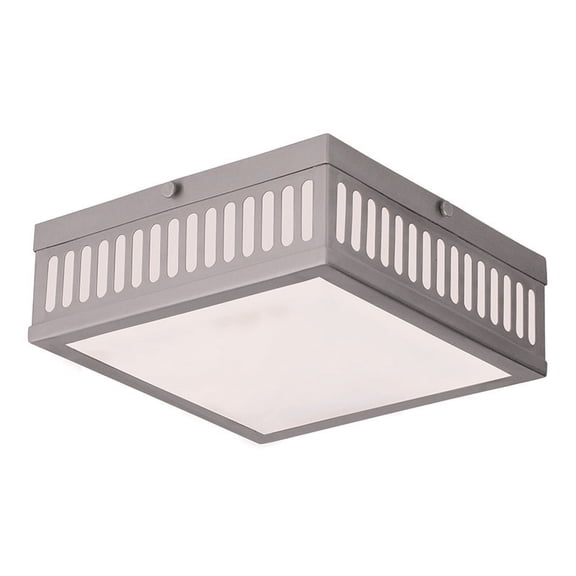 10.5 inch 3 Light Brushed Nickel Ceiling Light fixture with Hand Blown Satin Opal White Glass Shade