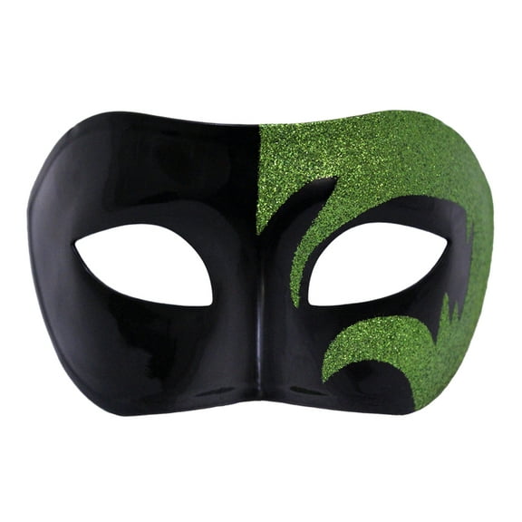 SeasonsTrading Mystic Green Glitter & Black Venetian Masquerade Mask