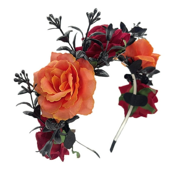 Clearance! headbands for women headbands for women non slip Women Rose Flowers Hairband Branch Wedding Wreath Headband ,Day Of The Dead Mexican Halloween Wedding Festival Headpiece Big sales