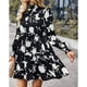 thumbnail image 3 of Vestido midi ANGGREK Estampado Floral Cuello Recortado Con Volantes Elegante Suave Para viajes, 3 of 8