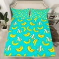thumbnail image 3 of Feelyou Cartoon Banana Queen Sheet Sets, Fresh Fruit Flat Sheet, Teens Boys Girls Preppy Queen Fitted Sheet, Breathable Bedroom Decorative, 4pcs, 3 of 7