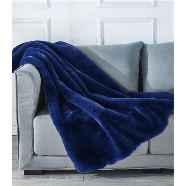 dark blue fur throw