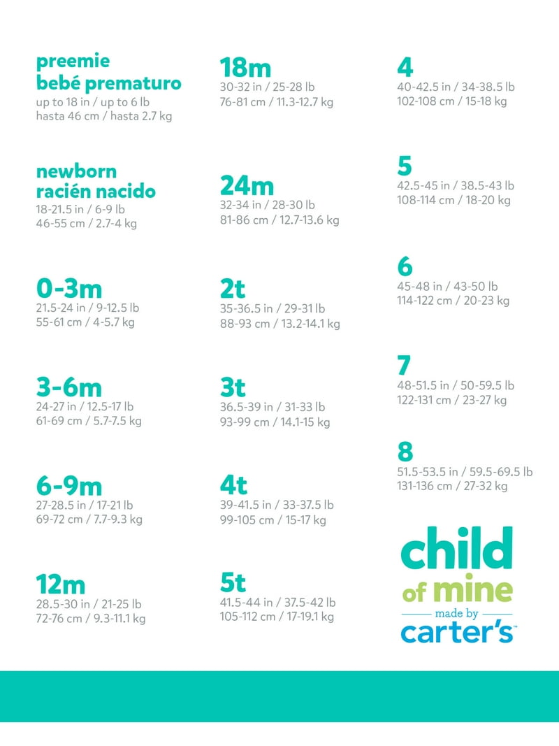 Carter's Toddler Size Carters Baby Shoe Size Chart Carters