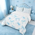 thumbnail image 2 of meiyoeat Blue Coquette Bows Full Size Comforter Sets For Girls,Dreamy Princess Bowknot Bedding Comforter Set For Kids,Reversible,3pcs, 2 of 7