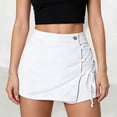 thumbnail image 3 of DeHolifer Women's Denim Skort High Waisted Wrap Lace-Up Mini Jean Skort for Trendy White 30, 3 of 4