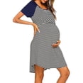 thumbnail image 4 of GORHGORH Summer Women Striped Short Sleeve Casual Maternity Breast-Feeding Dress,Size S-5XL, 4 of 5