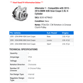 thumbnail image 2 of Alternator 1 - Compatible with 2015 - 2016 BMW 428i Gran Coupe 2.0L 4-Cylinder, 2 of 2