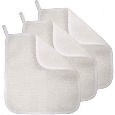 5Pack Soft-Weave Wash Cloths for Face and Body, Exfoliating Washcloth, White, Small