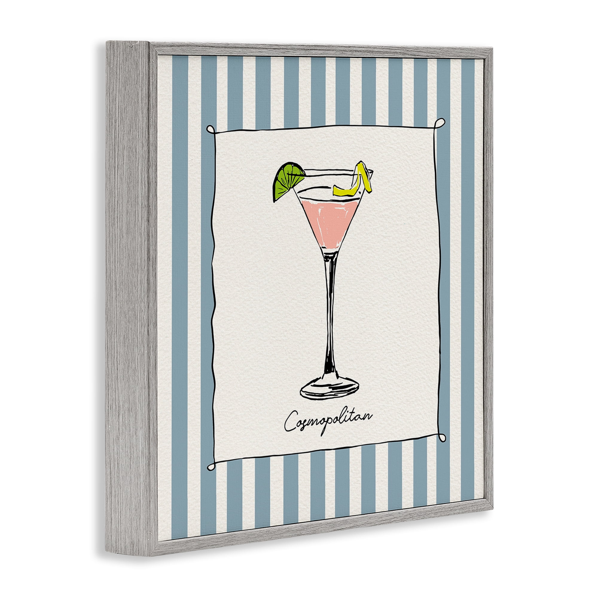 Stupell Industries Cosmopolitan Summer Stripes Gray Framed Giclee Art, design by Susan Jill