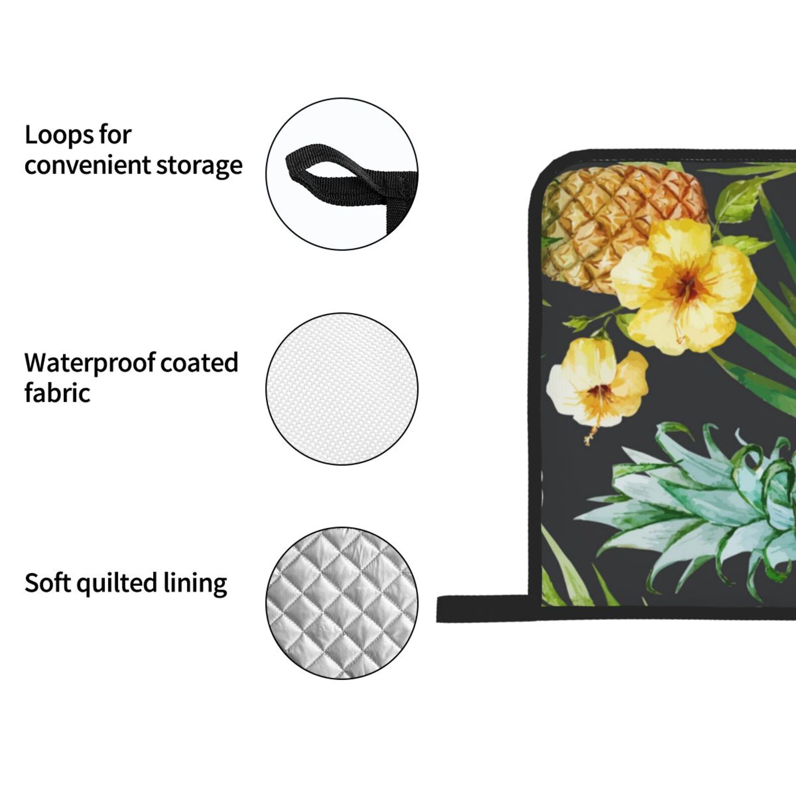 Tropical Pineapple Hawaii Floral 4Pcs Oven Mitts and Pot Holders Sets Oven Kitchen Gloves Hot Pads for Cooking BBQ Baking Grilling