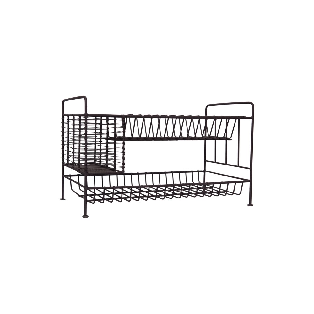 2Tier Metal Dish Rack with Utensil Compartment
