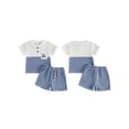 thumbnail image 2 of BemeyourBBs Toddler Baby Boy Little Brother Outfit Infant Baby Boys Summer Clothes Casual Lil Bro Letter Embroidered Waffled Short Sleeve Shirt Tops and Pockets Shorts 2 Pcs Set, 2 of 9