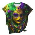 thumbnail image 6 of Mardi Gras Blouses for Women 3/4 Length Sleeve Tops Carnival Parade Street Shirts Fat Tuesday Three Quarter Sleeve Tees Mask Graphic Funny Top Holiday Outfits Women, 6 of 6