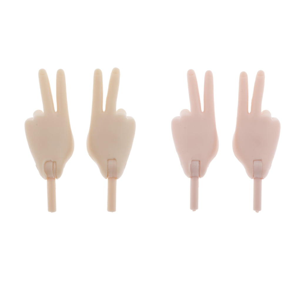 2 Pairs 1/4 Doll Articulated Hands for MSD 17inch DIY Custom Accessory Gifts 