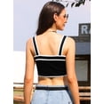 thumbnail image 3 of DARING DIVA Women's Summer Crop Tank Top Sleeveless Color Block Square Neck Cami XS Black, 3 of 6