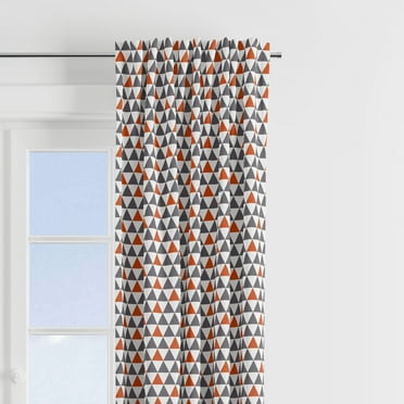 Bacati - Triangles Orange/Gray Curtain Panel 42 x 84 inches 100% Cotton Percale Fabrics, Orange/Gray