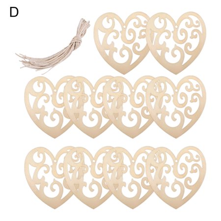 

10 Pcs Wooden Pendant Burr Free Heart Shape Portable Wedding DIY Carved Embellishment Hanging Decor for Gift Beige Wood