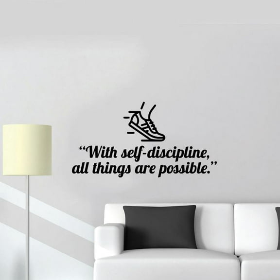 Self Discipline Possible Quote Wall Sticker Room Vinyl Wall Art Decals Sport Activities/ Running Fitness Inspiration Training Home Gym Vinyl Stickers Motivational Wall Art Decoration Size (22x30 inch)