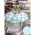 thumbnail image 4 of Blue Plaid Outdoor Tablecloth - 54 Inch Round Dining Table Cover, Farmhouse Buffalo Check Stripes Modern Geometric Waterproof Outdoor Table Cloth with Umbrella Hole & Zipper for Picnic/Patio/Party, 4 of 7