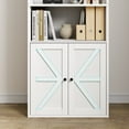 thumbnail image 2 of White Bookcase with Doors, 71.4in Tall Farmhouse Bookcases with Cabinet, Wooden 6 Shelf Bookshelves for Bedroom, Living Room, Home Office, 2 of 6