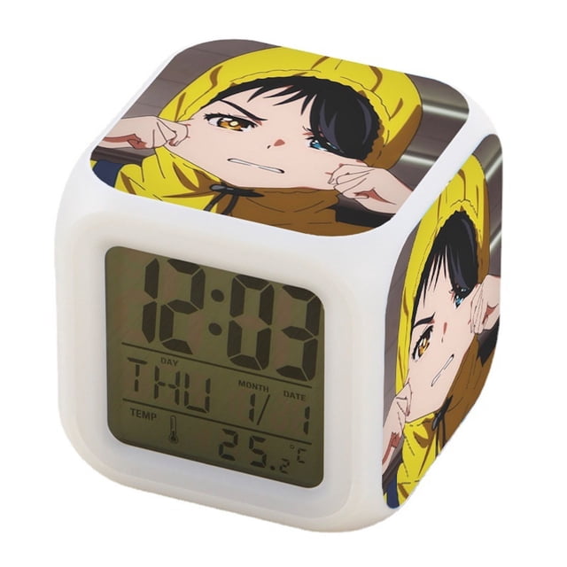 Reloj despertador Wonders Eggs Prioritys, cuadrado, LED digital, 8 cm