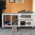thumbnail image 4 of Aivituvin Rabbit Hutch Bunny Cage Outdoor & Indoor with Wheels, Two Layer Guinea Pig House with Pull Out Tray, Chew-Proof Ramp, Waterproof Roof, 4 of 11