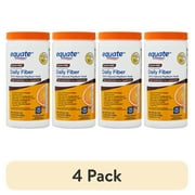 (4 pack) Equate Sugar Free Daily Fiber Supplement Psyllium Husk Fiber Orange Powder, 23.3 oz, Compare to Metamucil® 4-in-1 Multihealth Fiber™