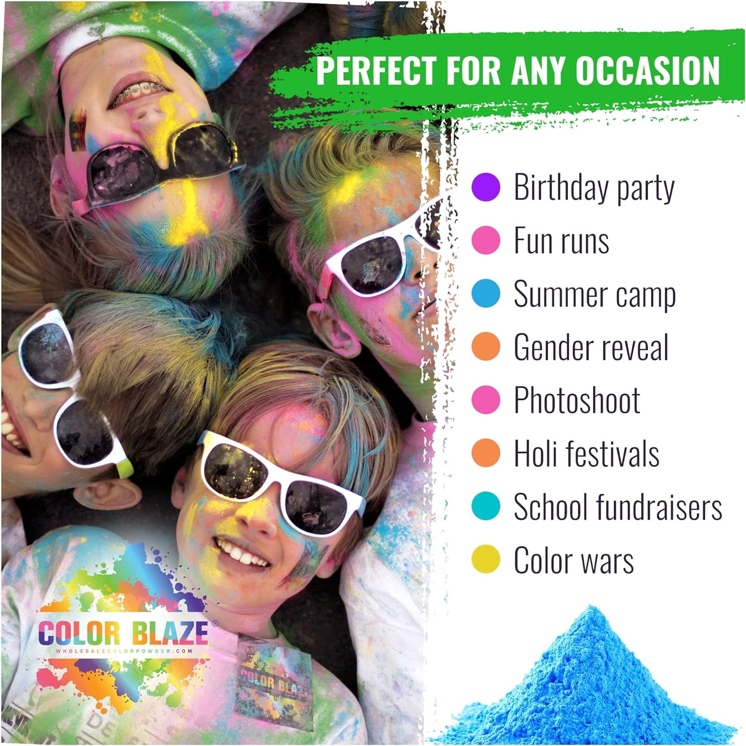 Color Powder Gender Reveal Blue - 25 Pounds - Ideal for Fun Runs, Holi Festivals, Color Wars, and More!