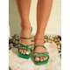 thumbnail image 3 of Fashionable Outdoors White Flat Slippers for Women, Criss Cross Plain Artificial Leather Open Toe Slide Sandals, 3 of 4