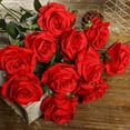 thumbnail image 2 of Zukuco 12Pcs Silk Roses Artificial Flowers Realistic Single Stem Flowers Fake Rose Bouquet for Arrangement Wedding Party Office Home Decor (Red), 2 of 7
