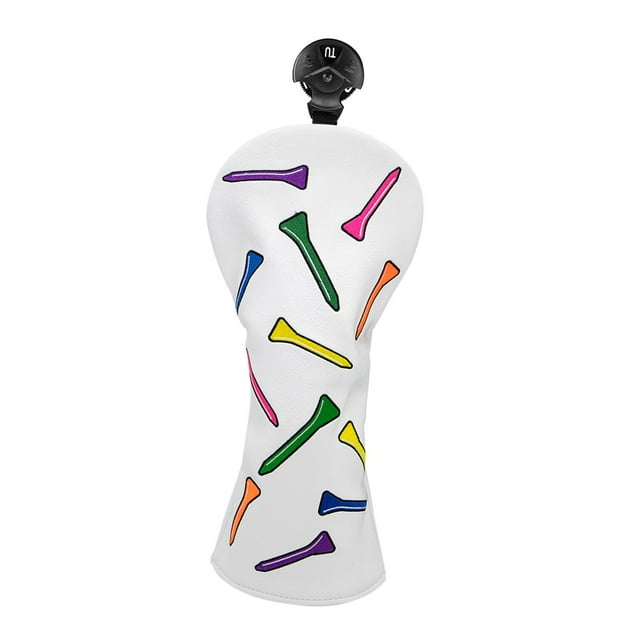 Funda de cabeza de palo de golf, funda para driver, fairway, híbrido, putter, protector de cuero sintético, fundas de madera patrón 9.5x24cm