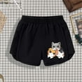 thumbnail image 2 of Girls Uniform School Shorts Print Elastic Waist Casual Athletic Shorts Black 9 Years-10 Years, 2 of 4