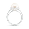thumbnail image 2 of Angara Freshwater Cultured Pearl Halo Ring with Diamonds in 14K White Gold for Women | June Birthstone Jewelry for Her, 2 of 7