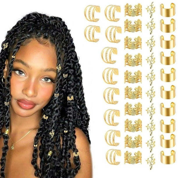 Fiudx Extensiones de Cabello con Trenzas Sucias, Juego de 40 Unidades, Extensiones de Cabello Huecas Galvanizadas, Accesorios para El Cabello
