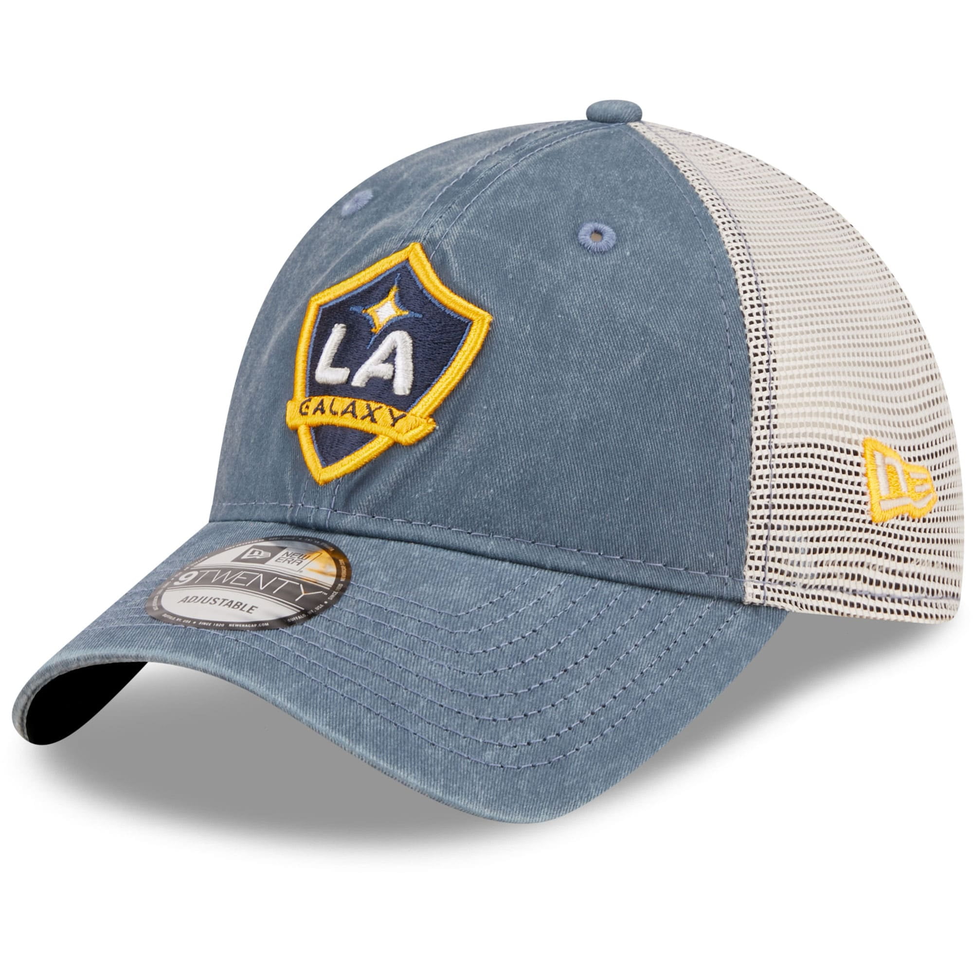 Men's New Era Navy/Cream LA Galaxy 9TWENTY Washed Denim Snapback Hat - OSFA