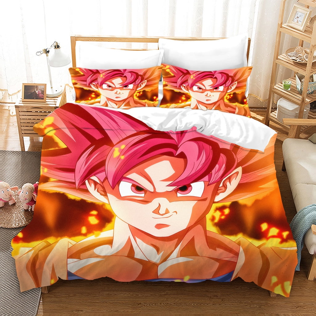 3PCS Anime Dragon Ball Z Duvet Cover & Pillow Shams for Fans Kids Comfy