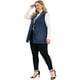 thumbnail image 3 of Women's Plus Size Denim Vests Sleeveless Relax Notched Lapel Vest Dark Blue 2X, 3 of 6
