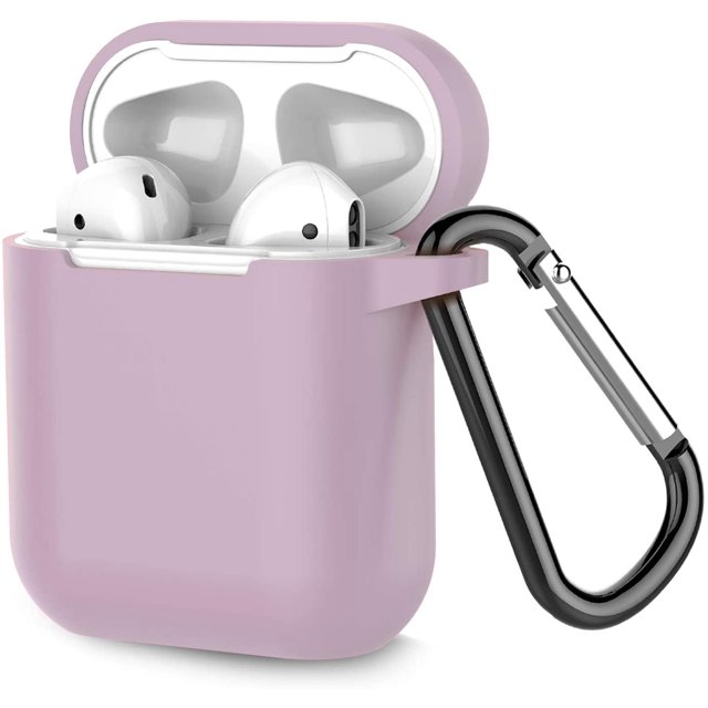 Coffea Protective Silicone Case with Keychain for AirPods 1 & 2 (Front LED Not Visible) (Grayish Purple)