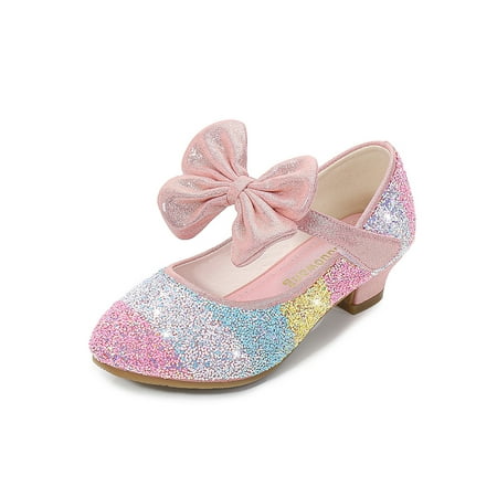 

Avamo Girls School Breathable Low Top Dance Shoes Girl s Party Nonslip Glitter Princess Shoe Lightweight Chunky Heels Sandals