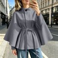 thumbnail image 4 of Sheghy Womens Cotton Hoodies Sherpa Jacket Funnel Neck Walking Wrap Jacket with Pockets Gray S, 4 of 5