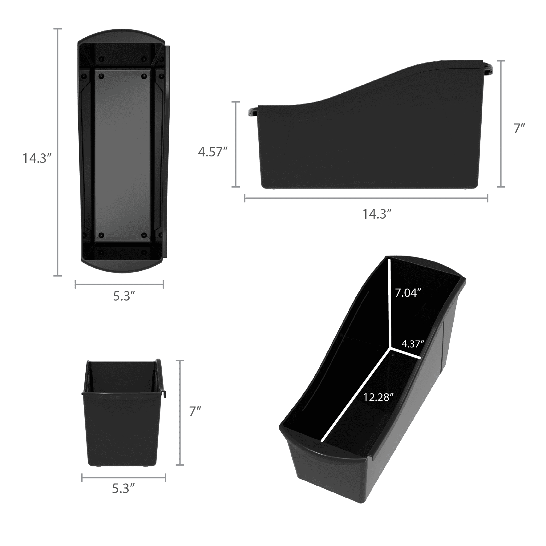 Pen+Gear Plastic Desktop Book Organizer Bin, Deep Black