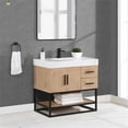 thumbnail image 5 of Altair Design Bianco 36" Wood Vanity w/ White Composite Stone Top in Light Brown, 5 of 17
