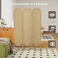 thumbnail image 4 of HOMCOM 3 Panel Room Divider, Bohemian Folding Privacy Screen, Natural Wood, 4 of 10