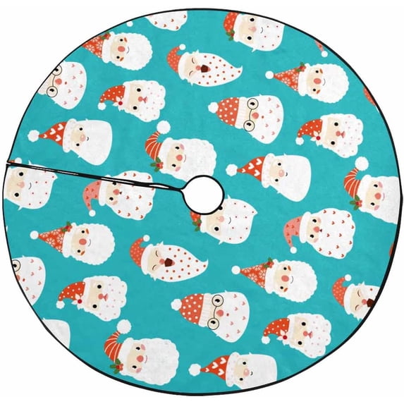 FMSHPON Santa on Blue Xmas Christmas Tree Skirt Stand Mat for Holiday Party Decoration Indoor Outdoor 36 inches