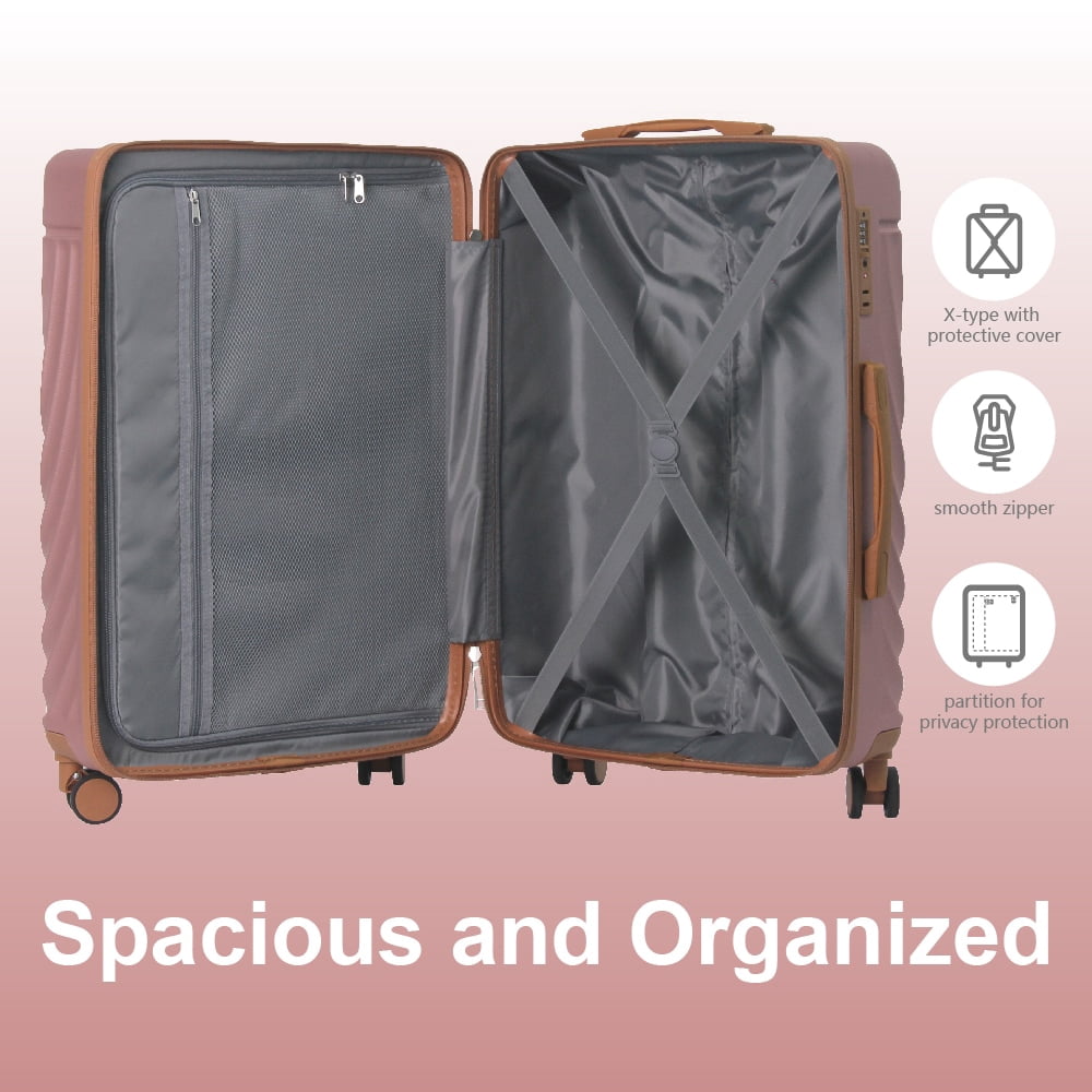 MAYEERTY 3-Piece ABS Luggage Set – Spinner Wheels, TSA Lock, Durable Suitcases, Rose Gold