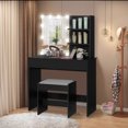 thumbnail image 7 of SIKEY Vanity Table Set with LED Lights, 2 Drawers and Shelves, Black, 7 of 7