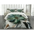 thumbnail image 3 of Ambesonne Monstera Quilted Bedspread Set 3 Pcs, Abstract Mid Century Art, Queen Size, Fern Green Teal and Pale Grey, 3 of 5