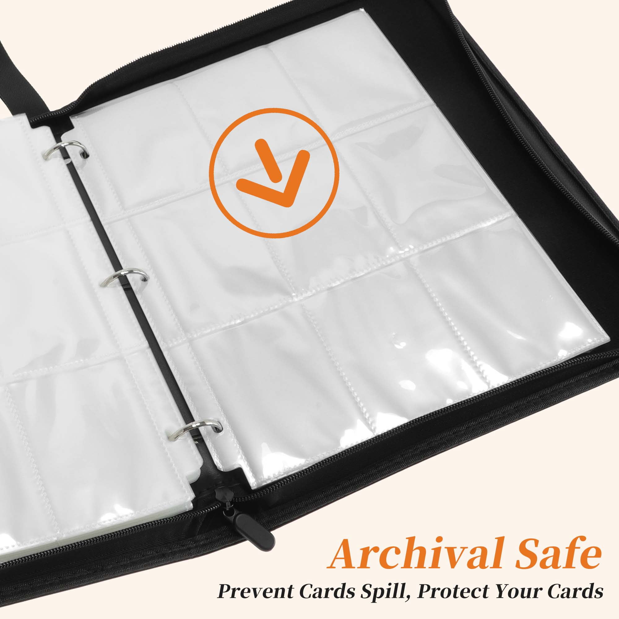 Unique Bargains Card Binder with 9 Pockets and 60 Pages for 1080 Cards Black Zip Album